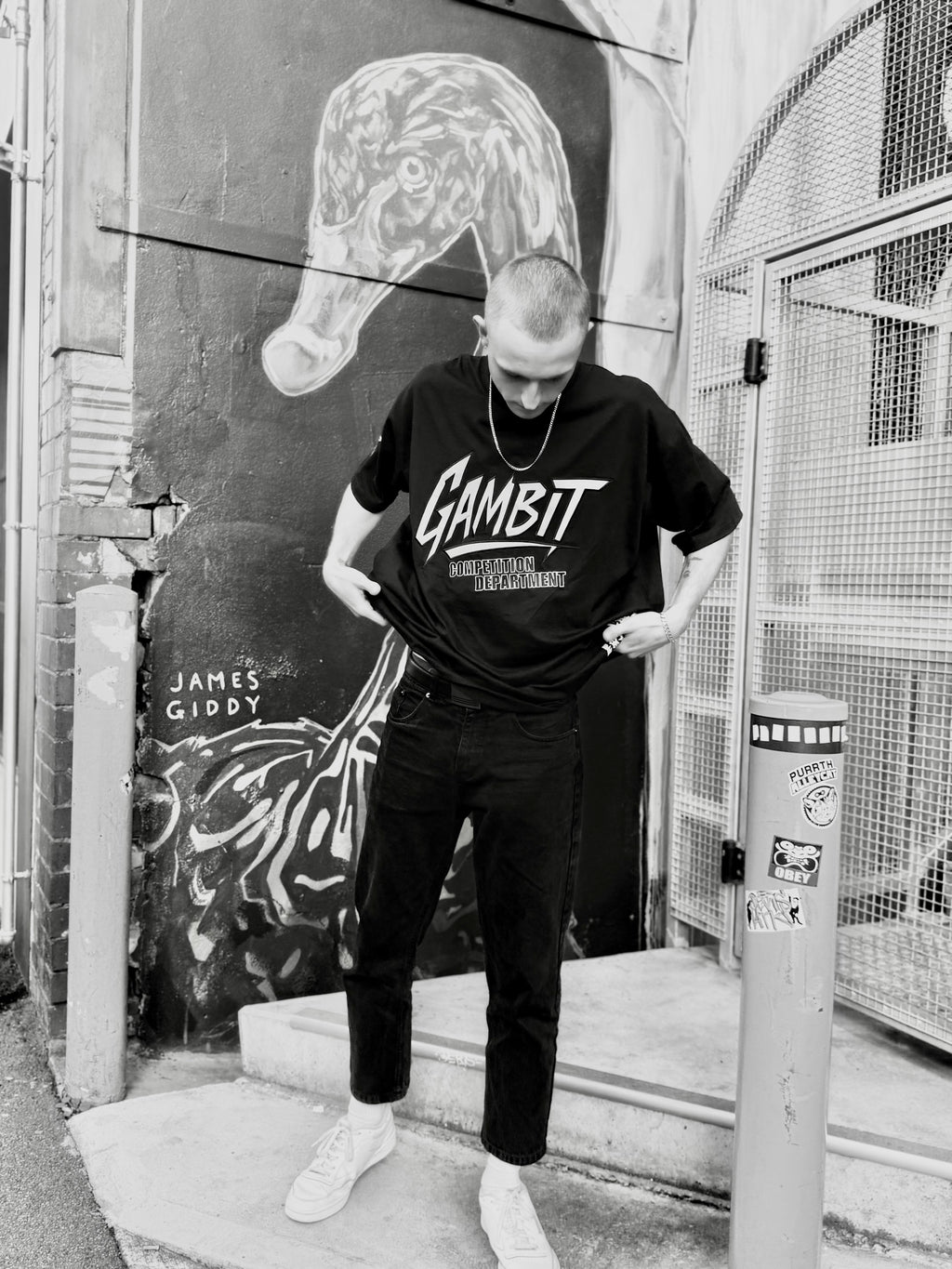 Black oversized Tee- Electric Pink +comp dept.